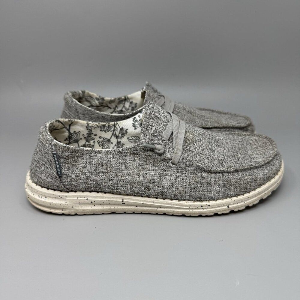 Hey Dude Shoes Womens Size 10 Gray Wendy L Linen Iron Slip On Casual Shoes